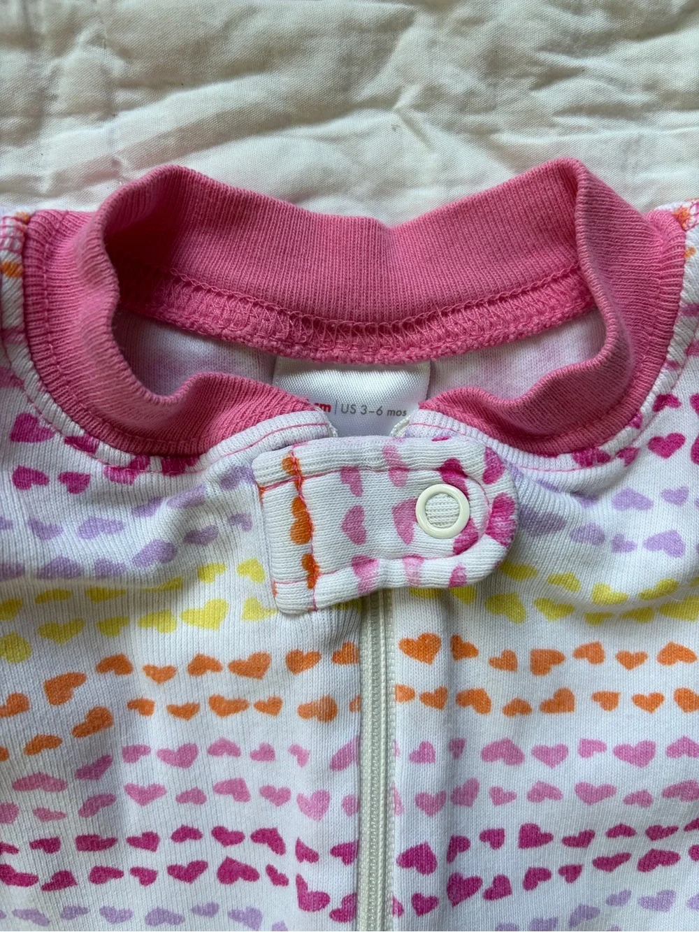 Organic Cotton Heart-Print One-Piece Zipper Pajamas